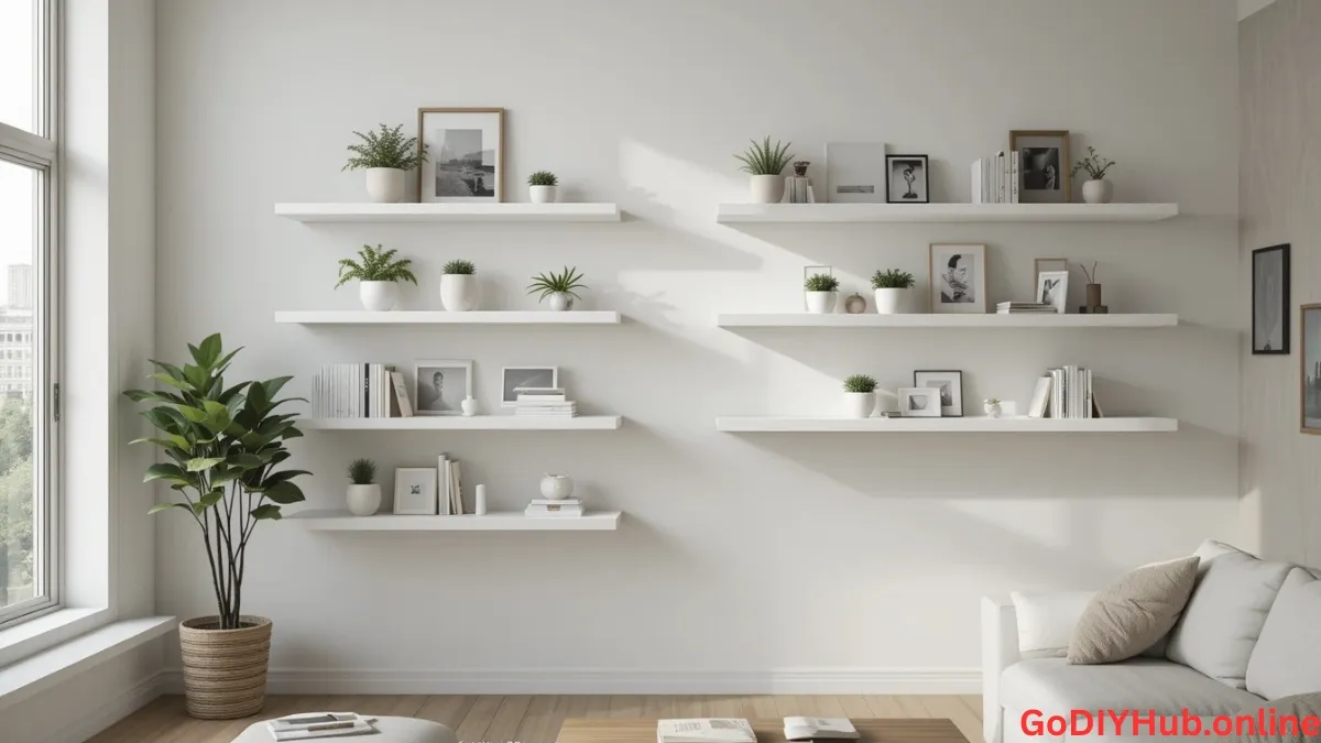 DIY Floating Shelves in living room