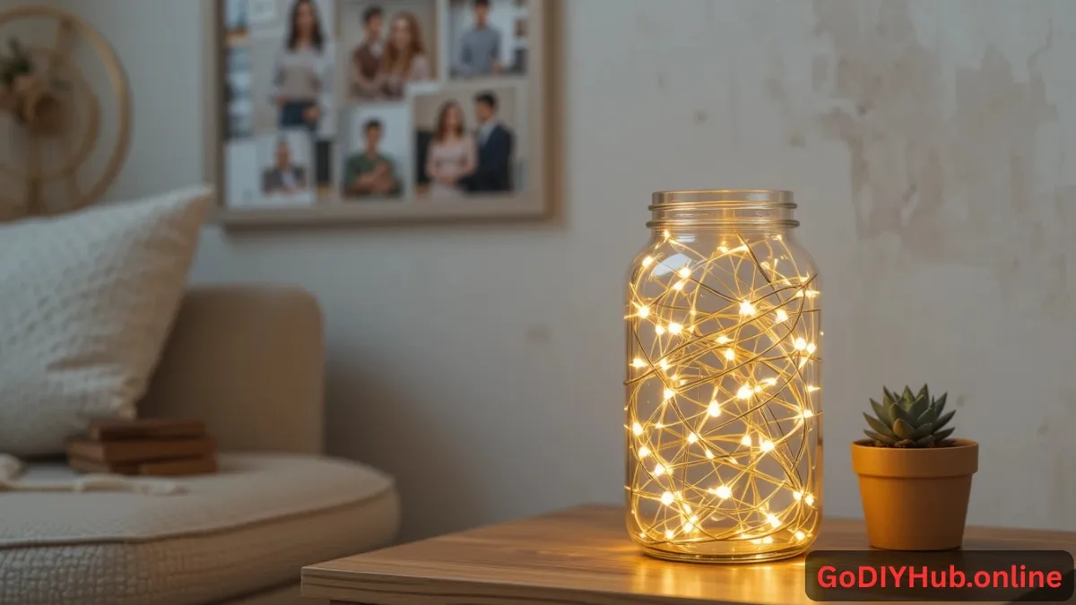 Warm fairy lights inside glass bottles