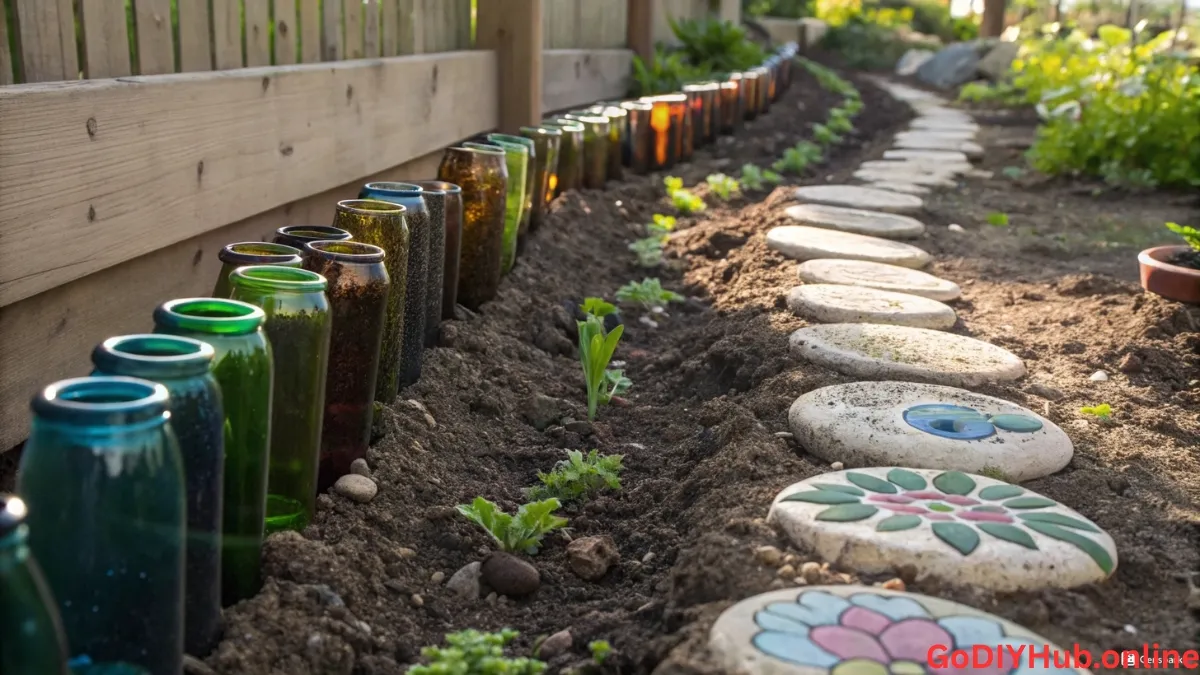 DIY Glass Bottle Pathway for garden