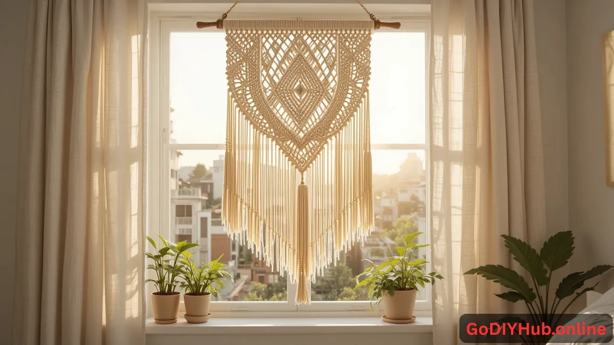 Boho macrame window hanging