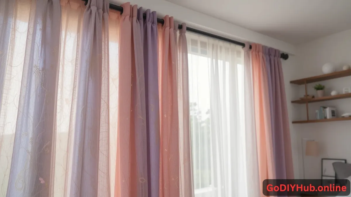 Colorful no-sew scarf curtains